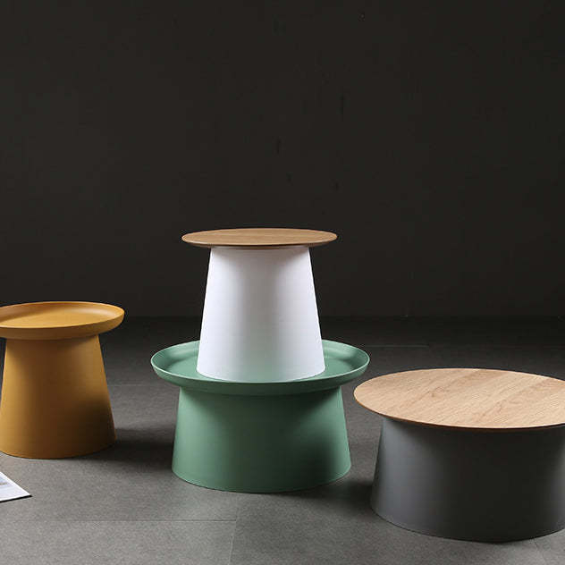 Minimalist Disc Round End Table — B - Wood / Gray