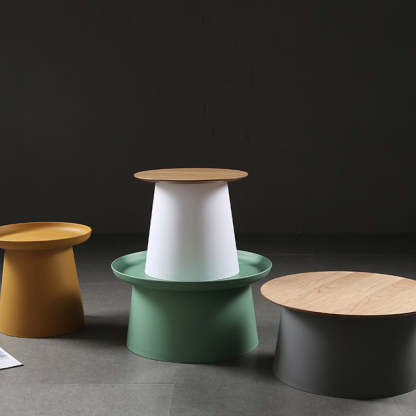 Minimalist Disc Round End Table — B - Wood / Gray