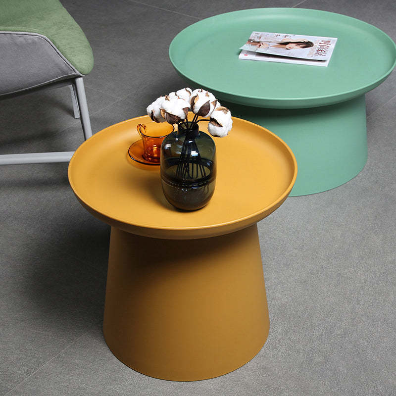 Minimalist Disc Round End Table — A - Wood / White