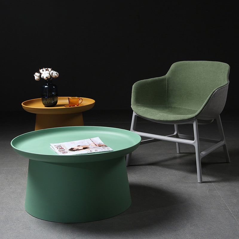 Minimalist Disc Round End Table — A - Wood / Yellow