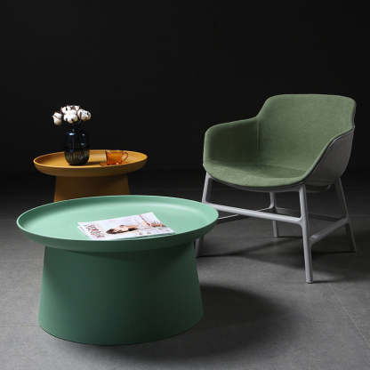 Minimalist Disc Round End Table — A - Wood / Yellow