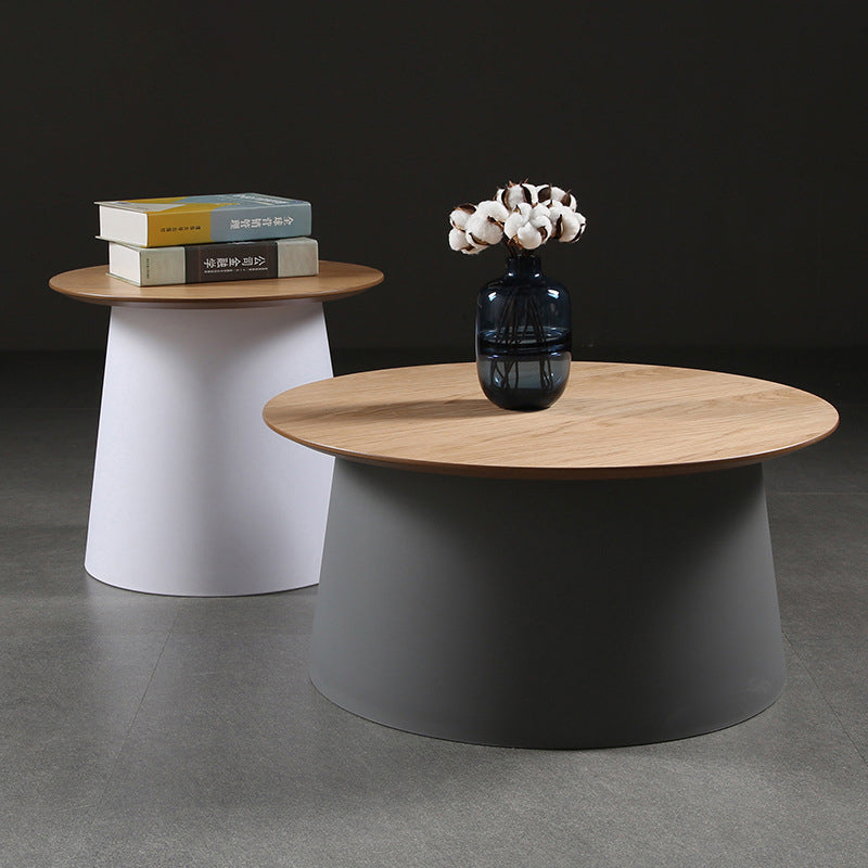 Minimalist Disc Round End Table — A - Wood / Green