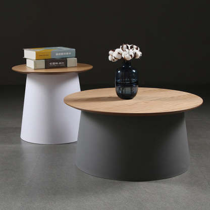 Minimalist Disc Round End Table — A - Wood / Green