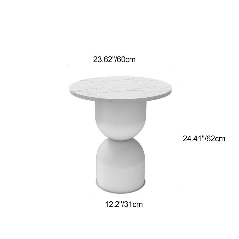 Scandinavian Marble Iron End Table — Black / White