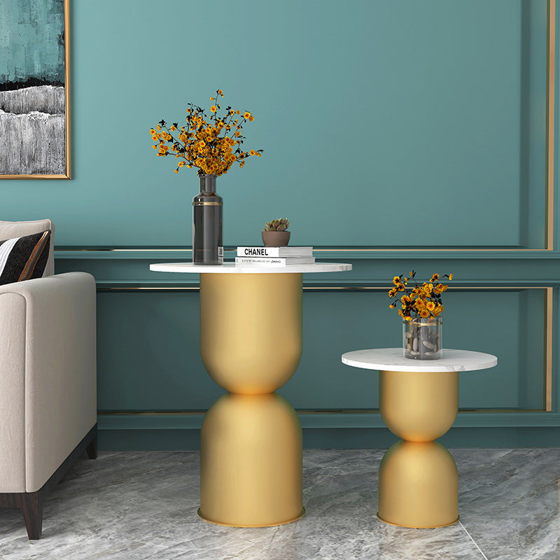 Scandinavian Marble Iron End Table