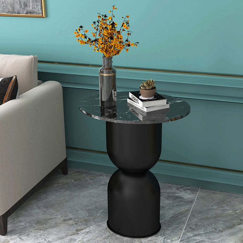 Scandinavian Marble Iron End Table — Black / Gold