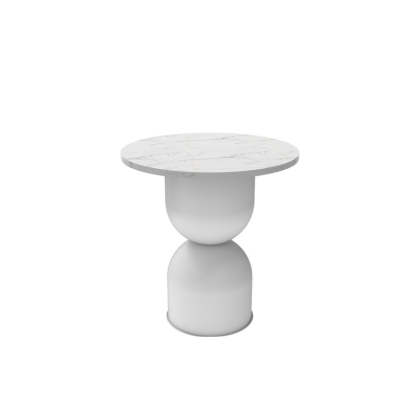 Scandinavian Marble Iron End Table — Black / Black