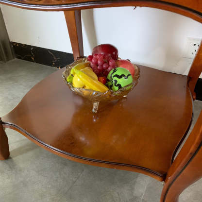 Chinese Carved Solid Wood 2-Tier End Table