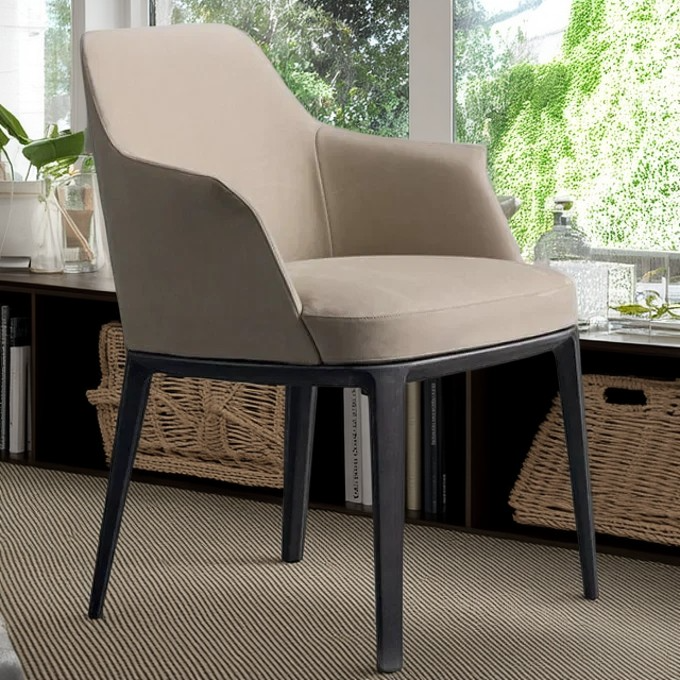 Scandinavian Trapezoidal Leather Wood Dining Chair