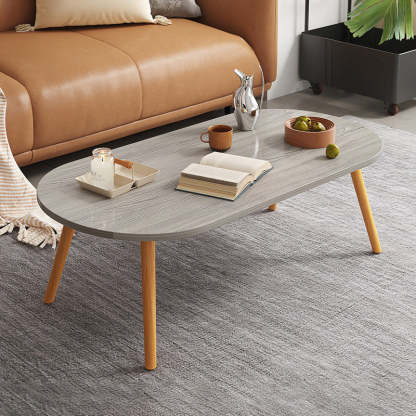 Minimalist Long Oval Wood End Table