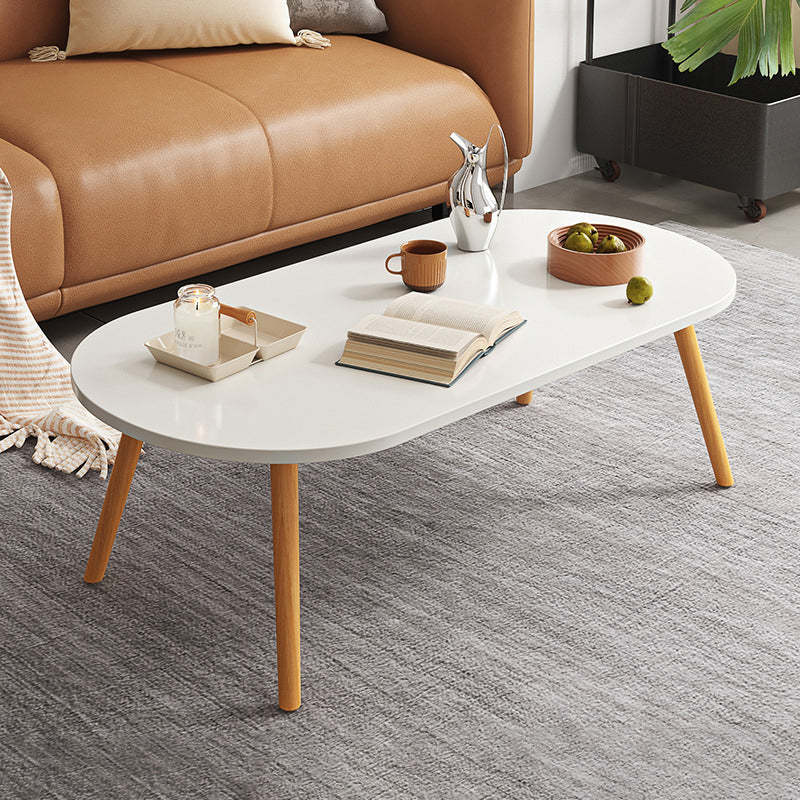 Minimalist Long Oval Wood End Table — Gray
