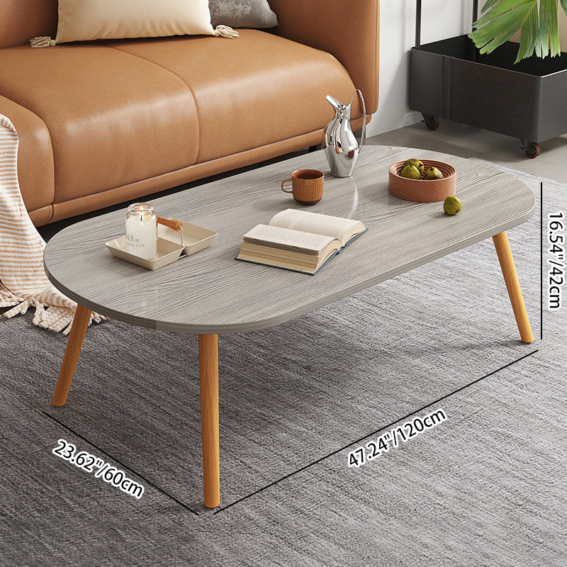 Minimalist Long Oval Wood End Table — White
