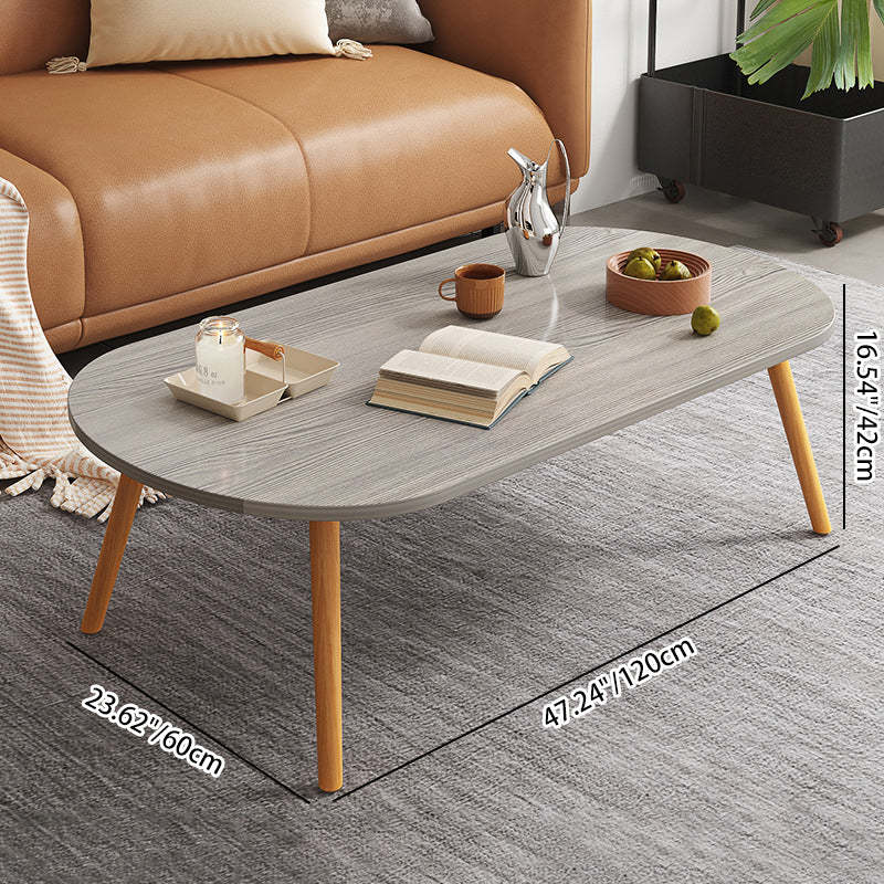 Minimalist Long Oval Wood End Table — White