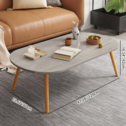 Minimalist Long Oval Wood End Table — White