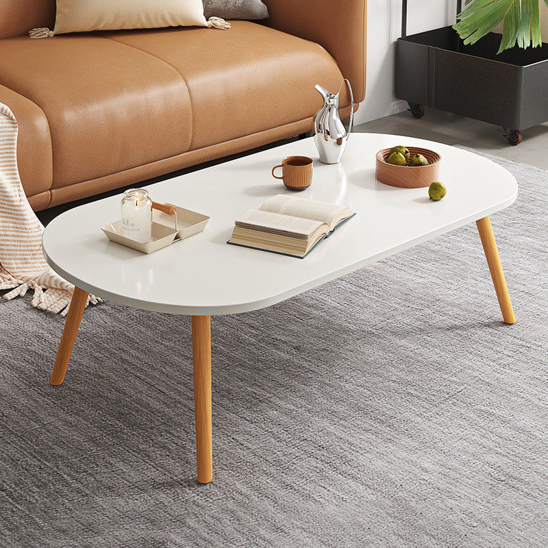 Minimalist Long Oval Wood End Table — White