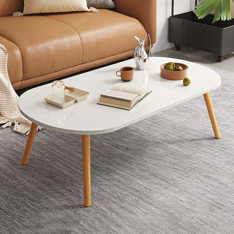 Minimalist Long Oval Wood End Table — White