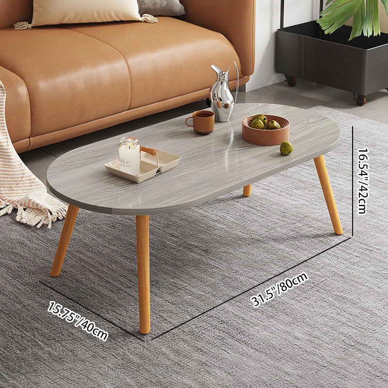 Minimalist Long Oval Wood End Table — White