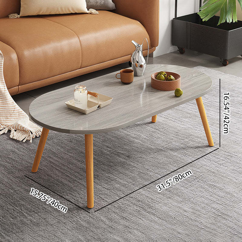 Minimalist Long Oval Wood End Table — White