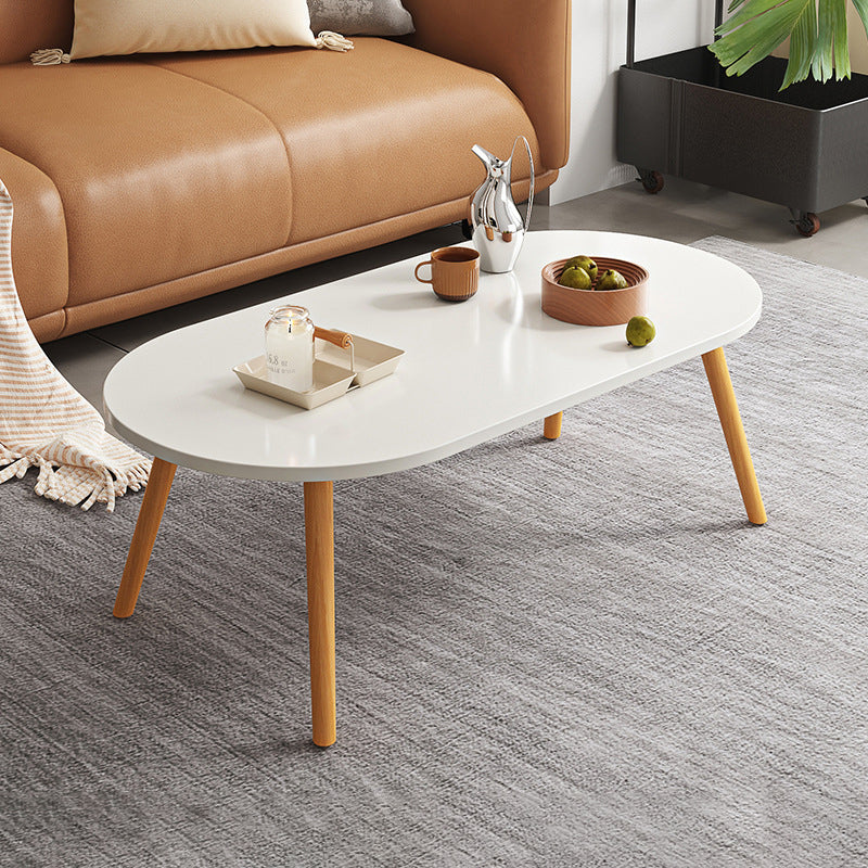 Minimalist Long Oval Wood End Table — Gray
