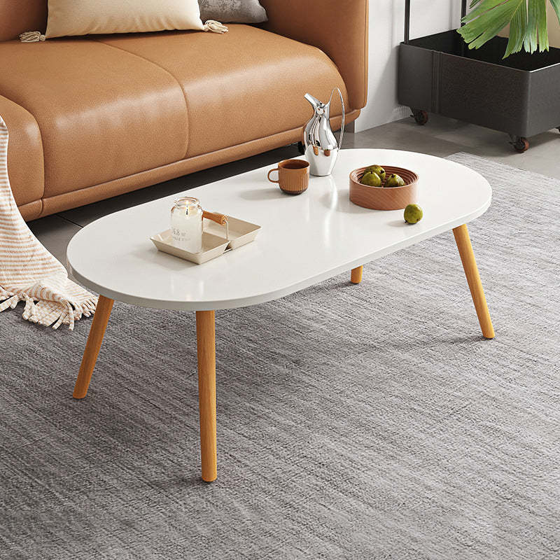 Minimalist Long Oval Wood End Table — Gray
