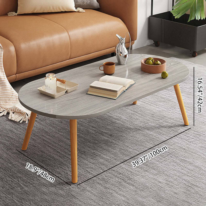 Minimalist Long Oval Wood End Table — Gray