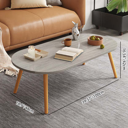 Minimalist Long Oval Wood End Table — Gray
