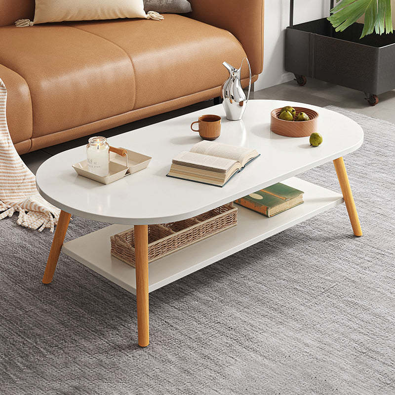 Modern Long Oval Wood 2-Tier End Table