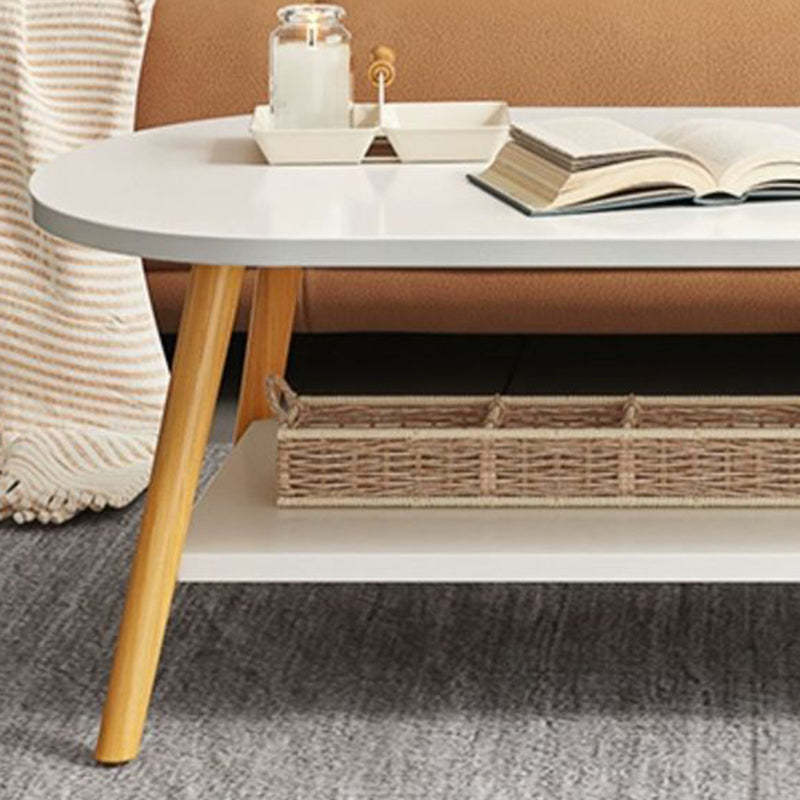 Modern Long Oval Wood 2-Tier End Table