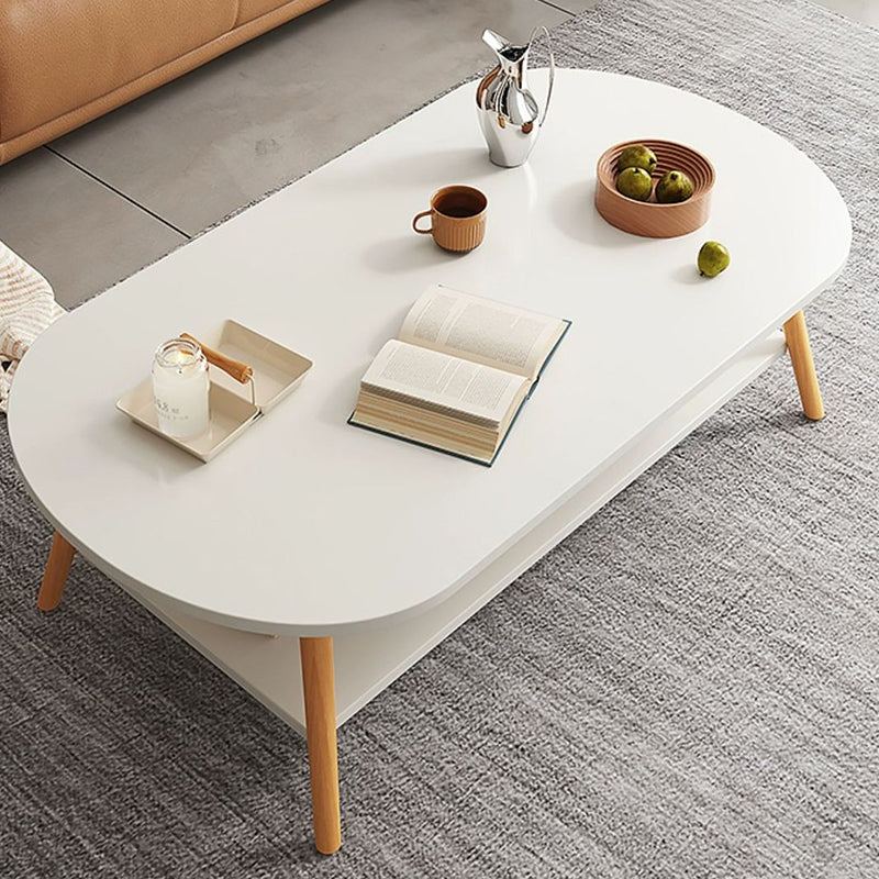Modern Long Oval Wood 2-Tier End Table