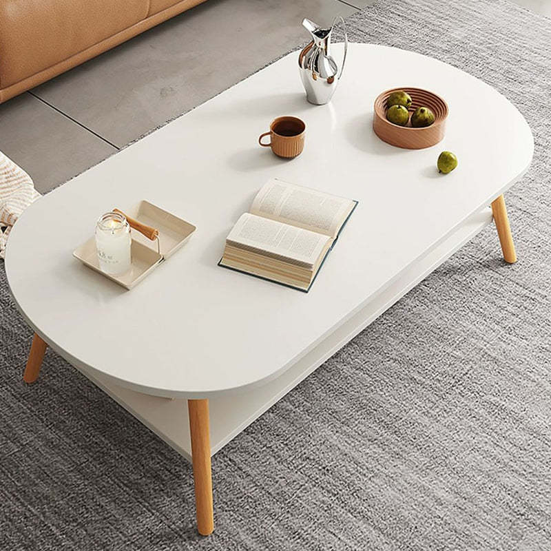 Modern Long Oval Wood 2-Tier End Table