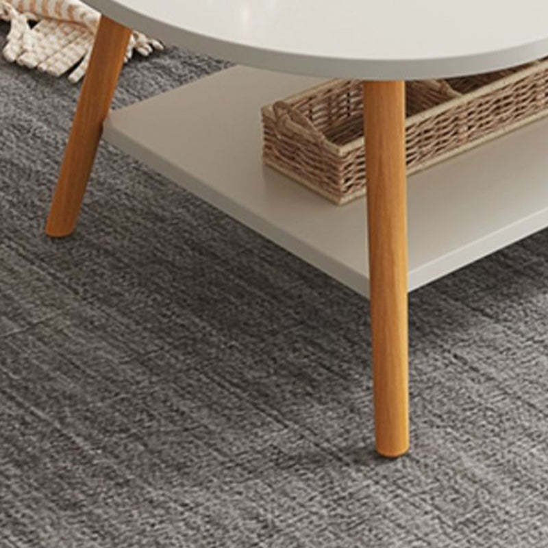 Modern Long Oval Wood 2-Tier End Table