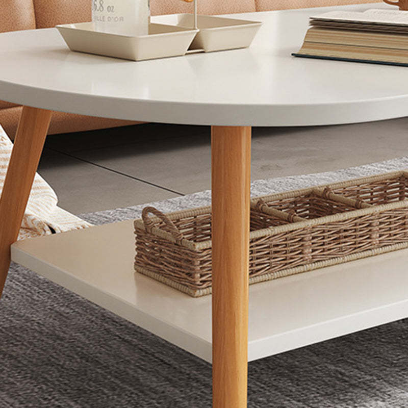 Modern Long Oval Wood 2-Tier End Table
