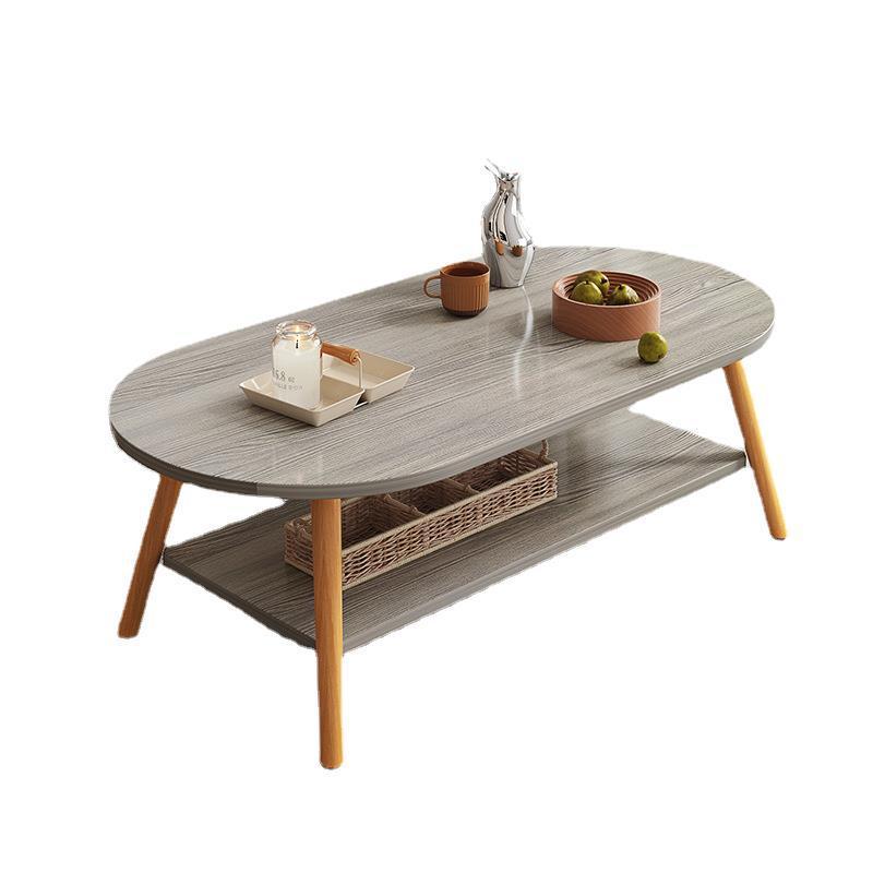 Modern Long Oval Wood 2-Tier End Table