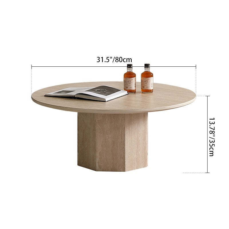 Vintage Hexagonal Rock Slab Wood End Table