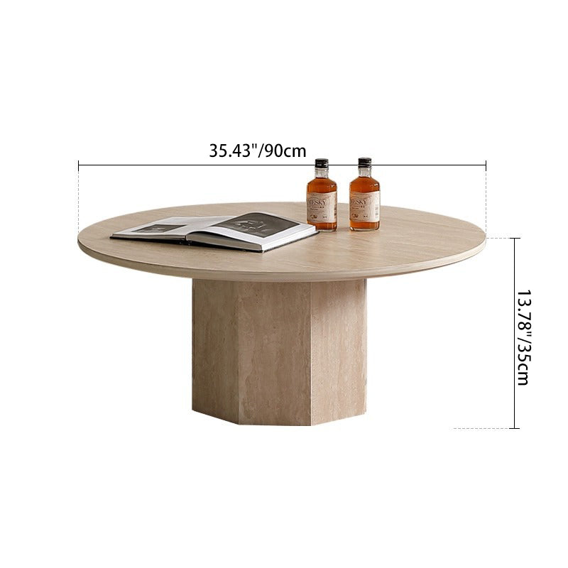 Vintage Hexagonal Rock Slab Wood End Table
