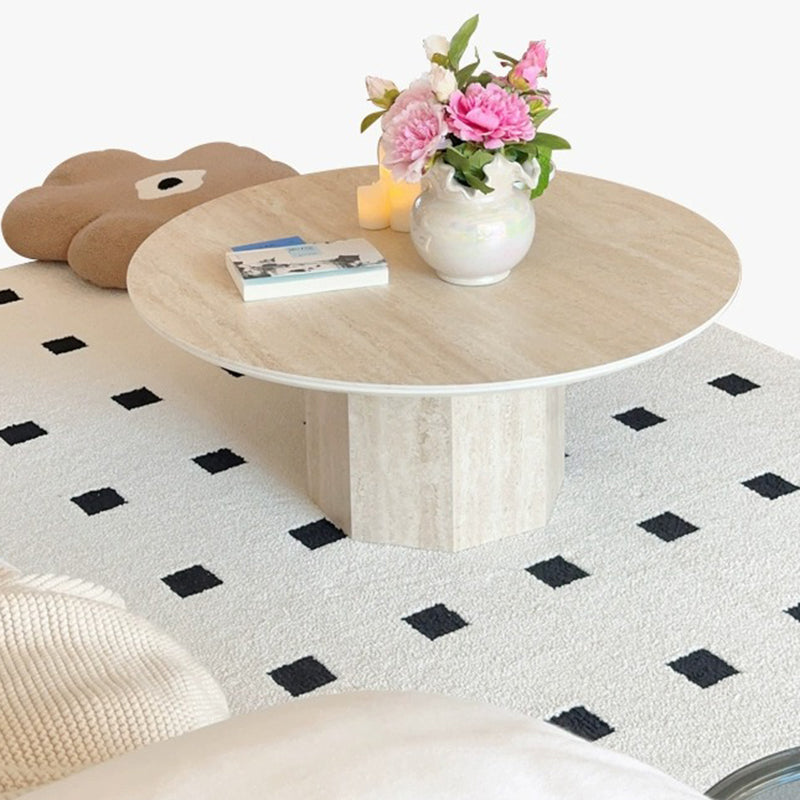 Vintage Hexagonal Rock Slab Wood End Table