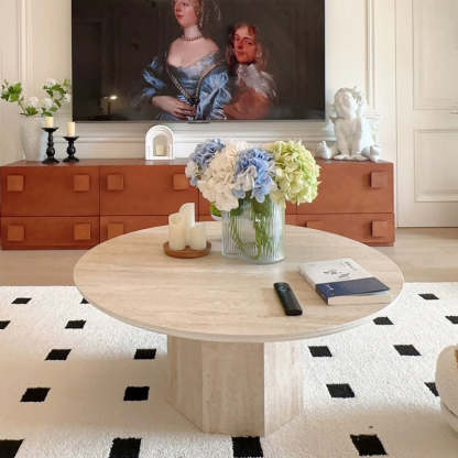 Vintage Hexagonal Rock Slab Wood End Table