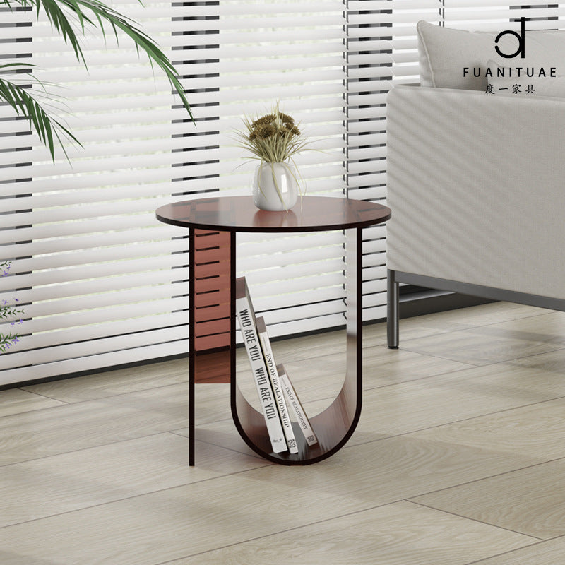 U-Shape Round Acrylic End Table — Clear