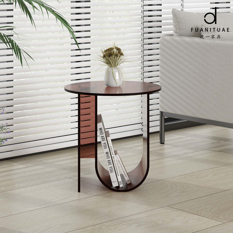 U-Shape Round Acrylic End Table — Clear