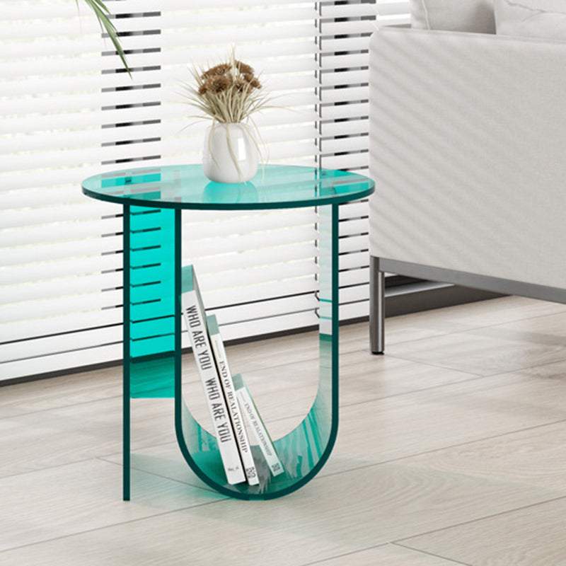 U-Shape Round Acrylic End Table — Green