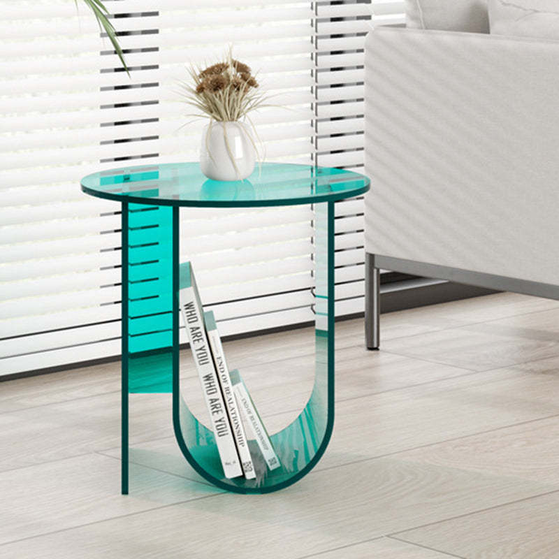 U-Shape Round Acrylic End Table — Green