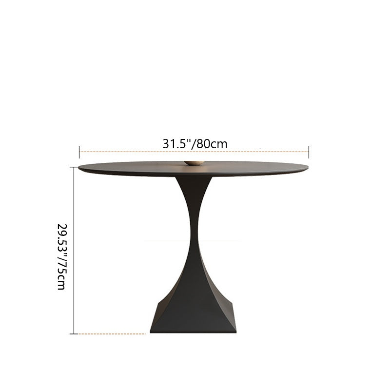 Minimalist Round Rock Slab Metal End Table