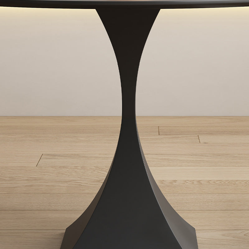 Minimalist Round Rock Slab Metal End Table