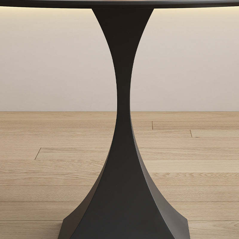 Minimalist Round Rock Slab Metal End Table