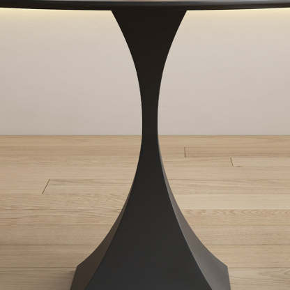 Minimalist Round Rock Slab Metal End Table
