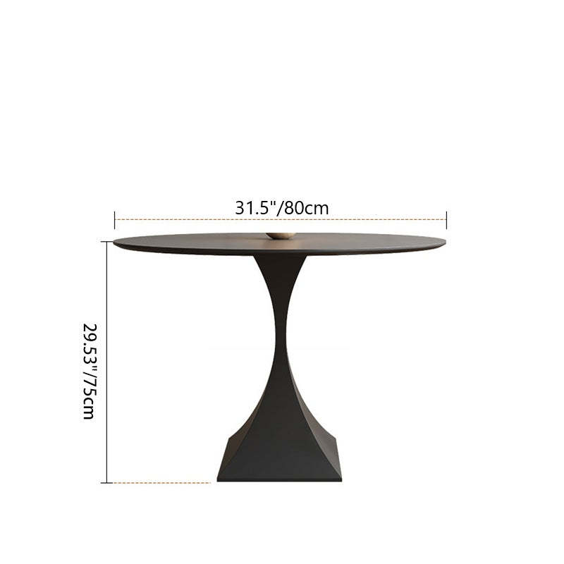 Minimalist Round Rock Slab Metal End Table