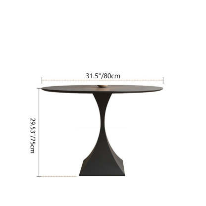 Minimalist Round Rock Slab Metal End Table