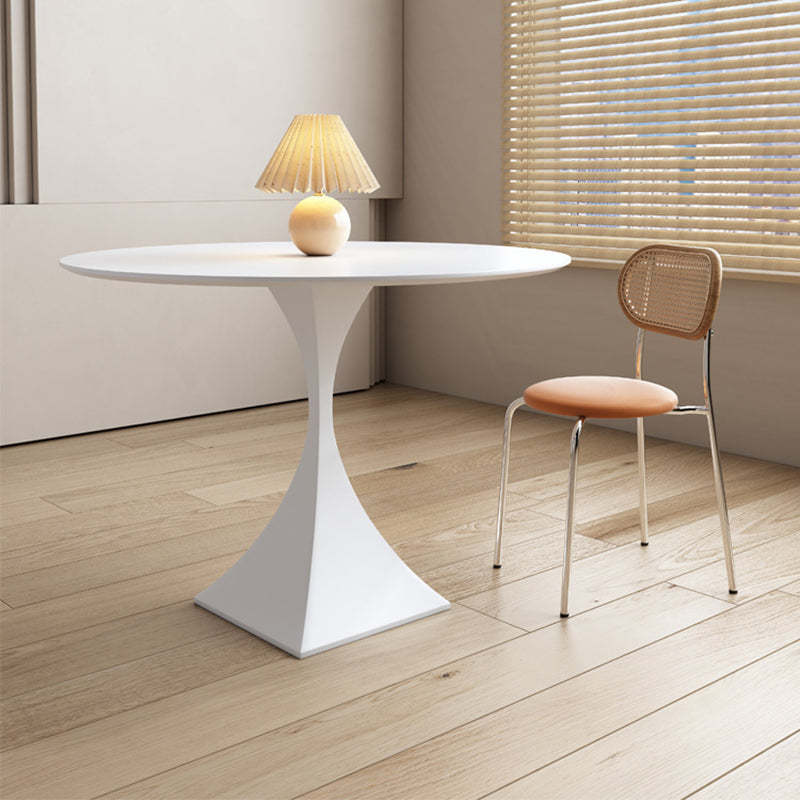 Minimalist Round Rock Slab Metal End Table