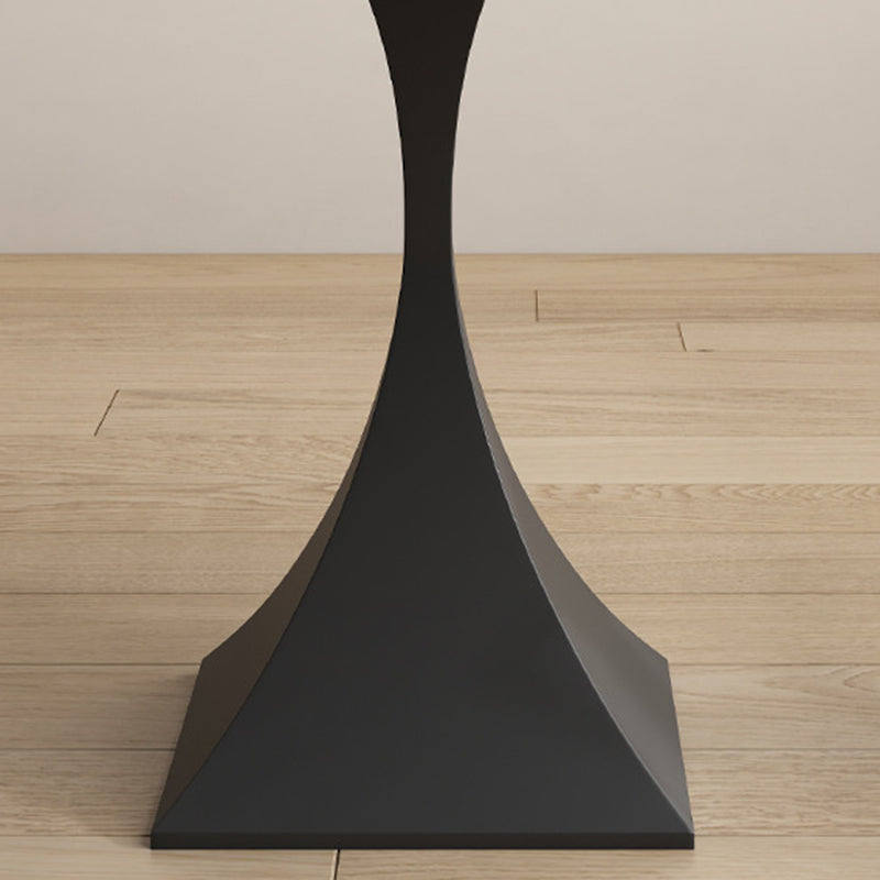 Minimalist Round Rock Slab Metal End Table