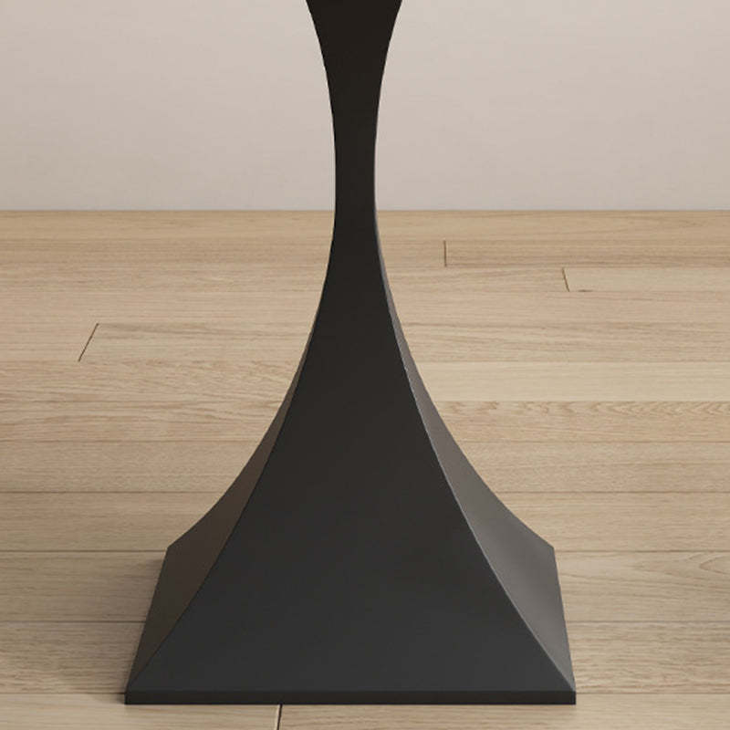 Minimalist Round Rock Slab Metal End Table